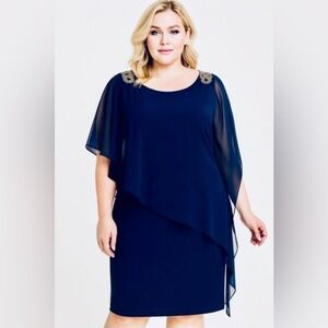 Escape navy blue jeweled dress